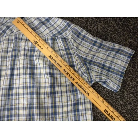 Duluth Shirt LT Blue Yellow Plaid Armachillo Lightweight Wicking Vented‎ 475205 - Picture 14 of 14